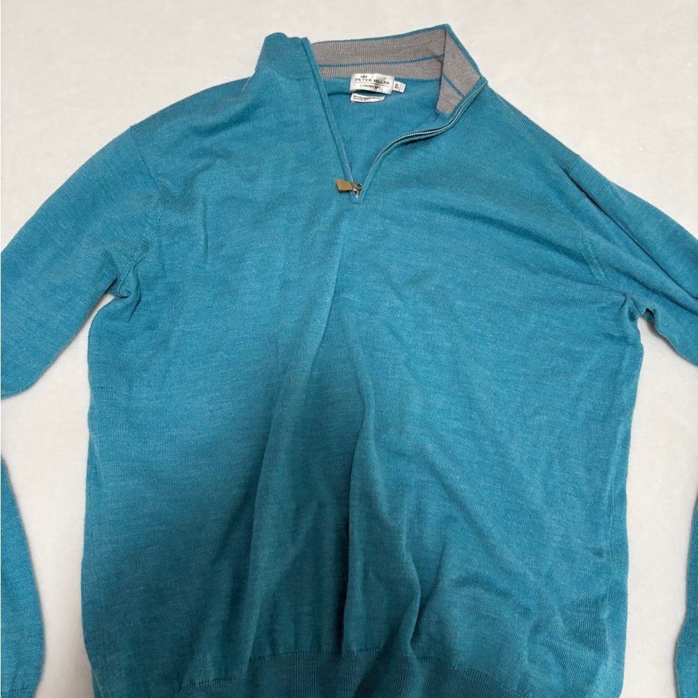 Peter Millar Men's Blue Zip-Up Sweater
